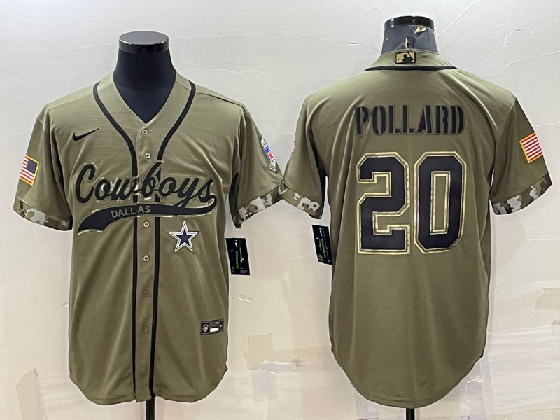 Men's Dallas Cowboys Tony Pollard #20 Olive 2022 Salute To Service Limited Jerseys Joint Edition