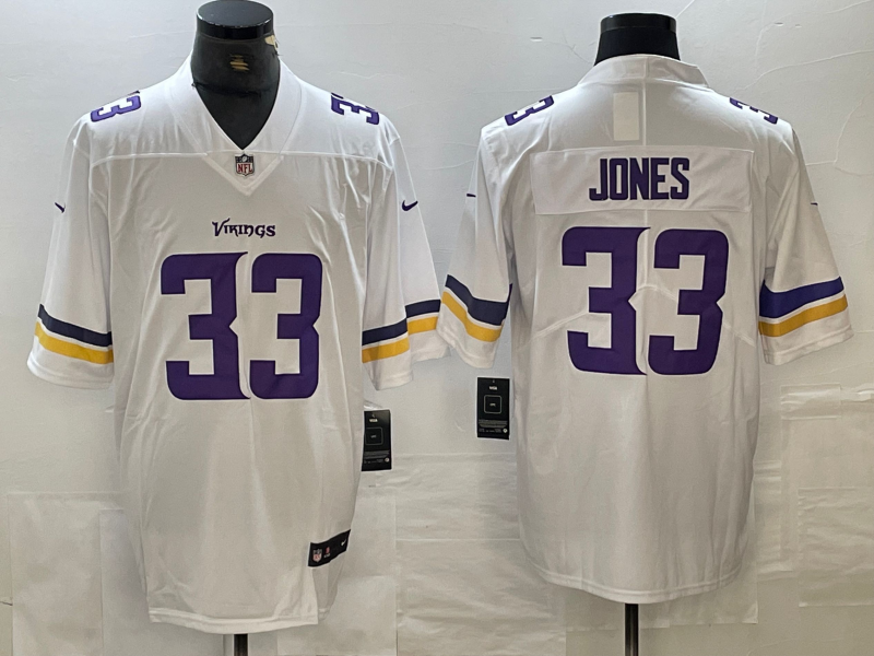 Men's Minnesota Vikings Aaron Jones #33 White Player Game Jerseys