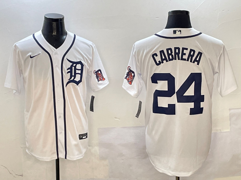 Men's Detroit Tigers Miguel Cabrera #24 White Replica Baseball Jerseys