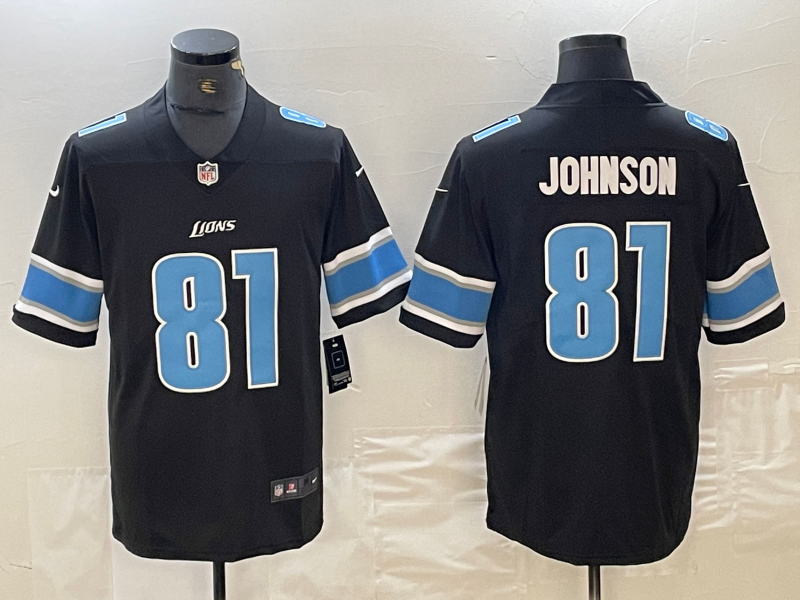 Men's Detroit Lions Calvin Johnson #81 Black Replica Player Jerseys