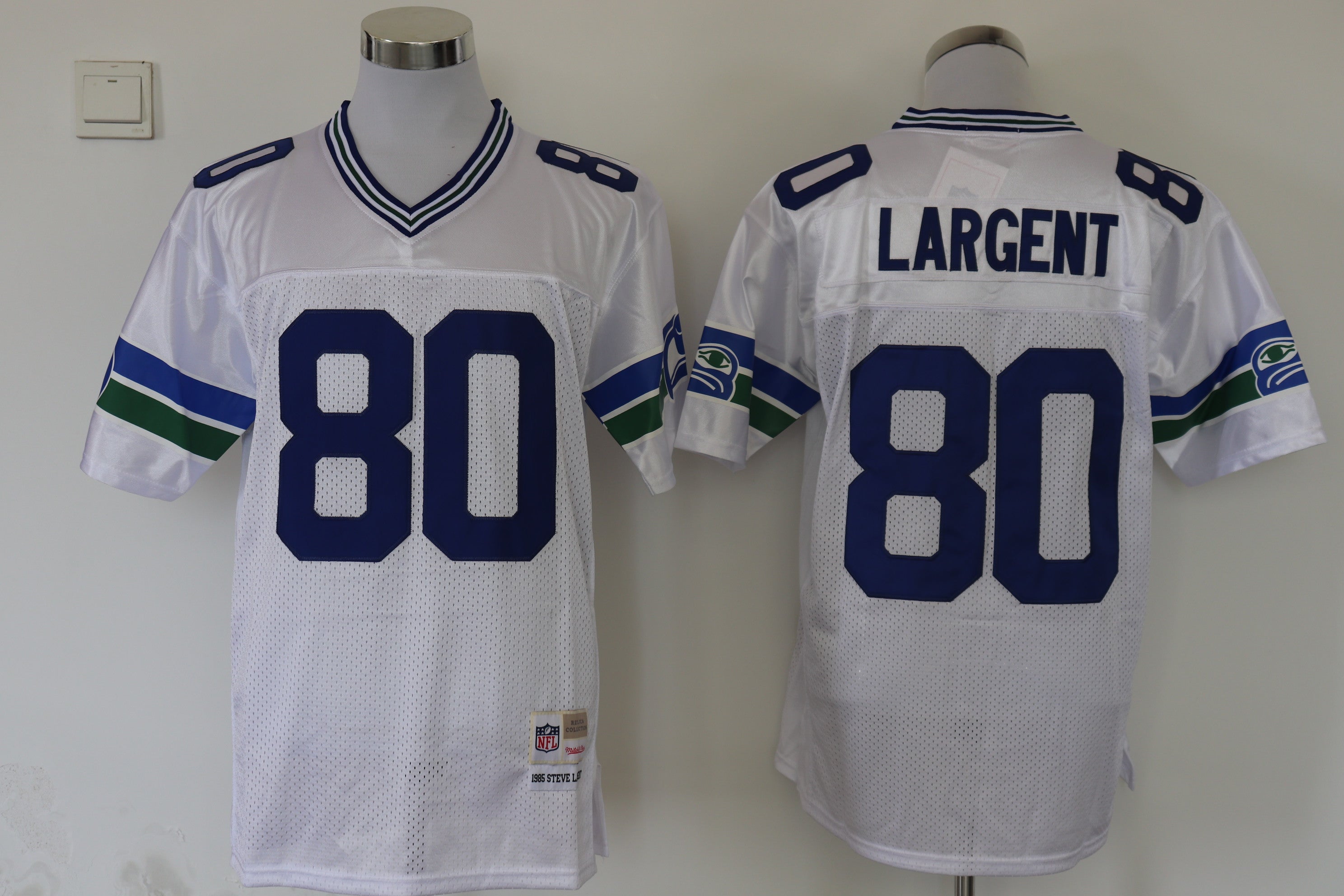 Men's Seattle Seahawks Steve Largent Mitchell & Ness White Legacy Replica Jerseys