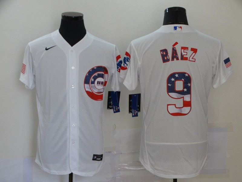 Men's Chicago Cubs Javier Baez #9 White Fashion Stitched Jerseys