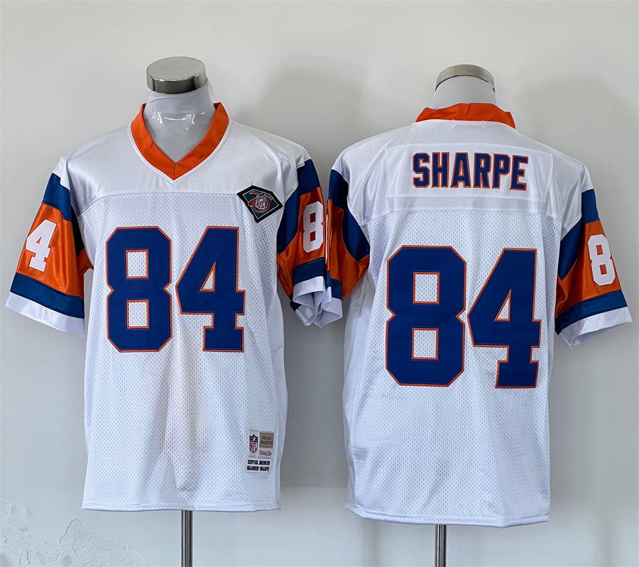 Men's Denver Broncos Shannon Sharpe Mitchell & Ness White Legacy Replica Jerseys
