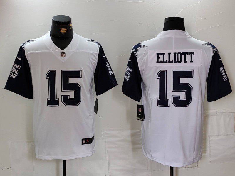 Men's Dallas Cowboys Ezekiel Elliott #15 White 2nd Alternate Legend Jerseys