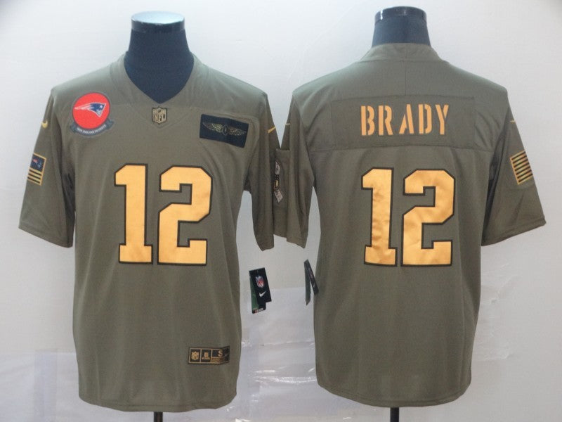 Men's New England Patriots Tom Brady #12 Brown Game Player Jerseys