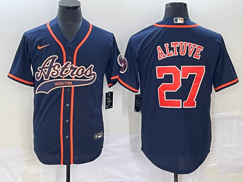Men's Houston Astros Jose Altuve #27 Navy Replica Jerseys Joint Edition