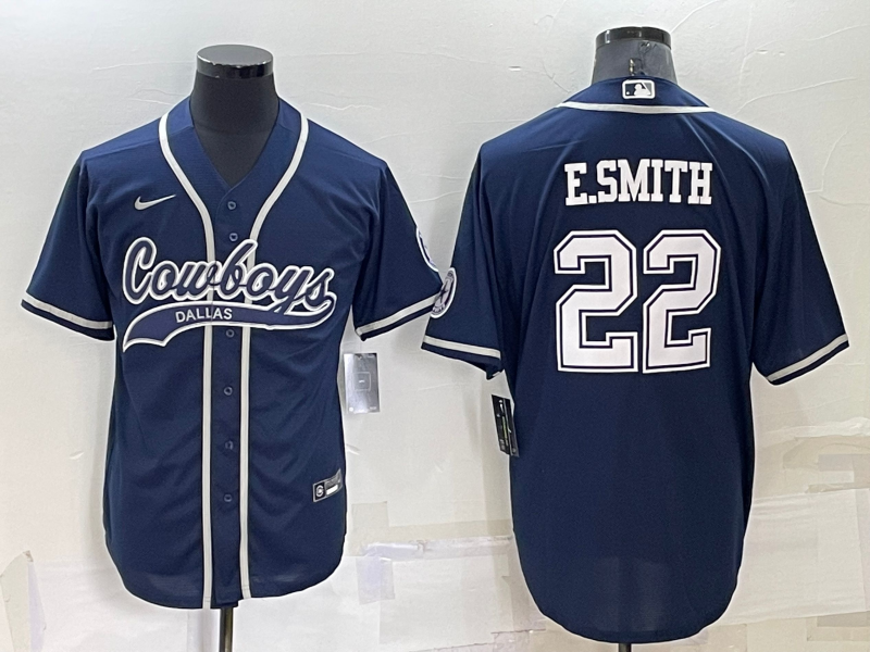Men's Dallas Cowboys Emmitt Smith #22 Navy Game Jerseys Joint Edition