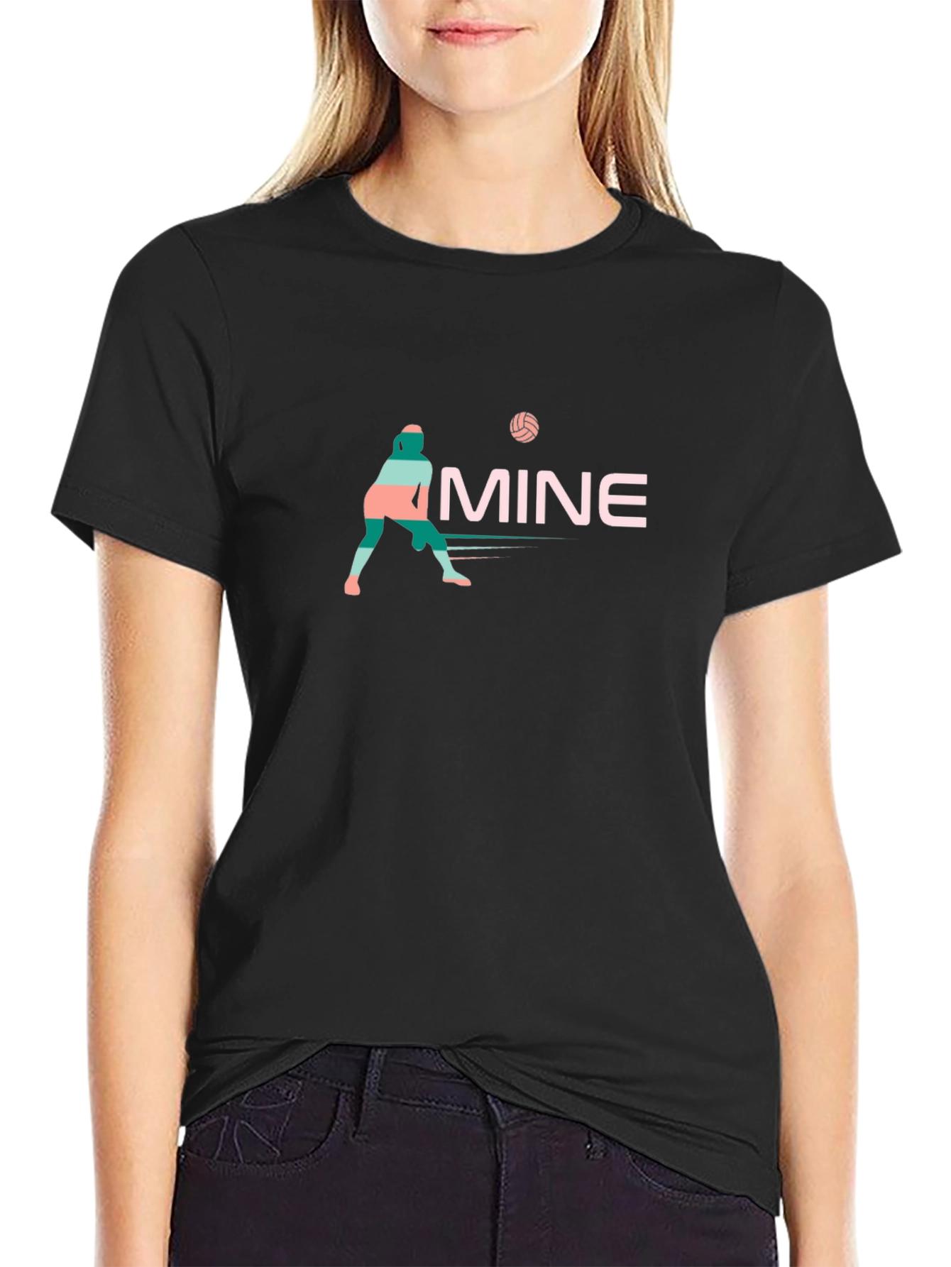 Volleyball Player Graphic Black T-Shirt