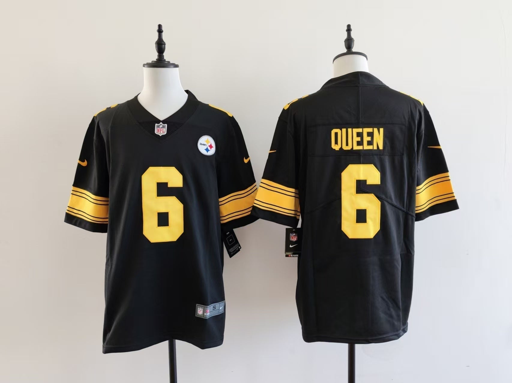 Men's Pittsburgh Steelers Patrick Queen Nike Jersey -  Black-yellow numbers