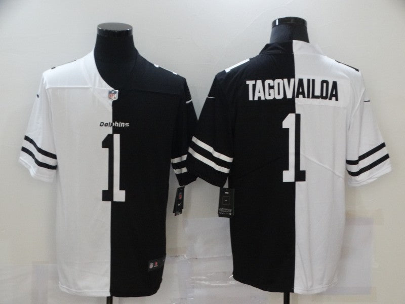 Men's Miami Dolphins Tua Tagovailoa #1 Black/White Game Jerseys