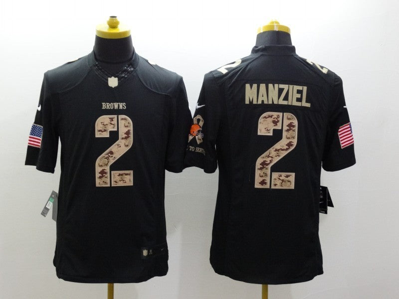Men's Cleveland Browns Johnny Manziel #2 Black Player Game Jerseys