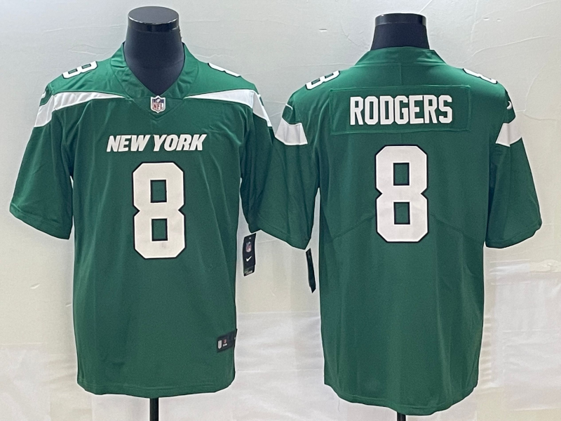 Men's New York Jets Aaron Rodgers #8 Gotham Green Game Jerseys