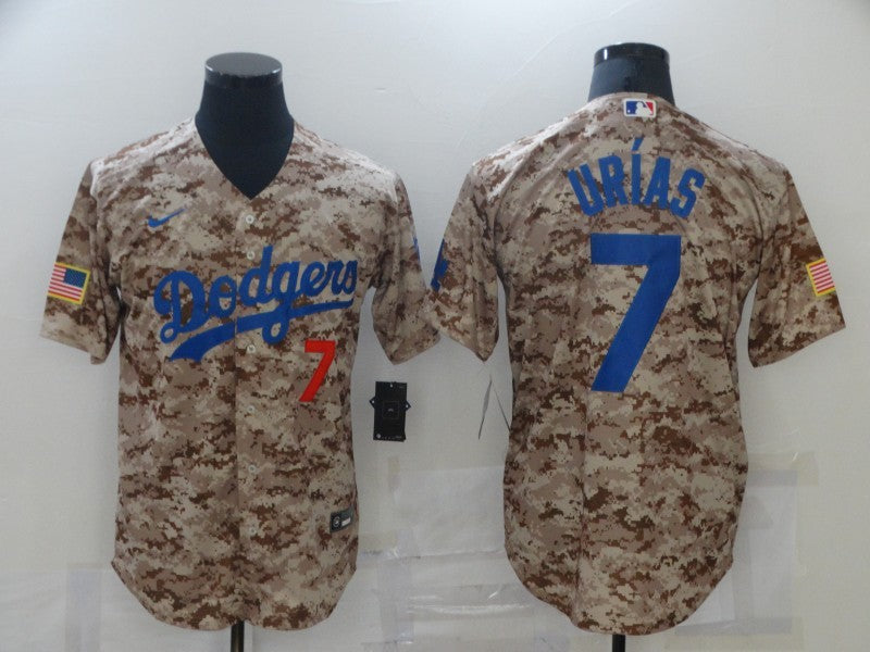 Men's Los Angeles Dodgers Julio Urias #7 Camouflage Replica Player Jerseys