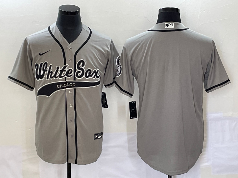 Men's Chicago White Sox Gray Replica Blank Jerseys Joint Edition