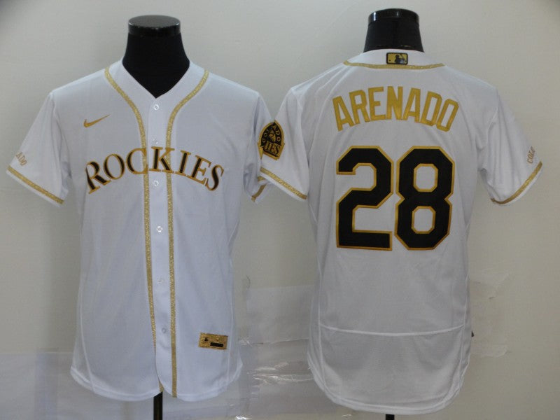 Men's Colorado Rockies Nolan Arenado #28 White Replica Team Jerseys