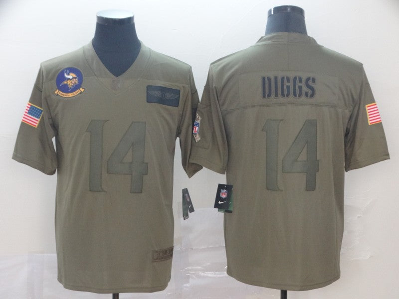 Men's Minnesota Vikings Stefon Diggs #14 Brown Game Jerseys