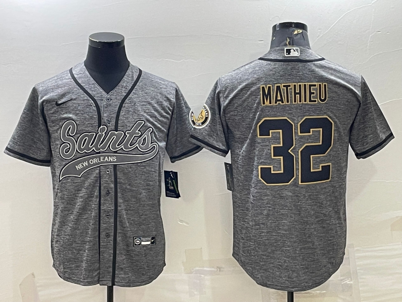 Men's New Orleans Saints Tyrann Mathieu #32 Gray Game Jerseys Joint Edition