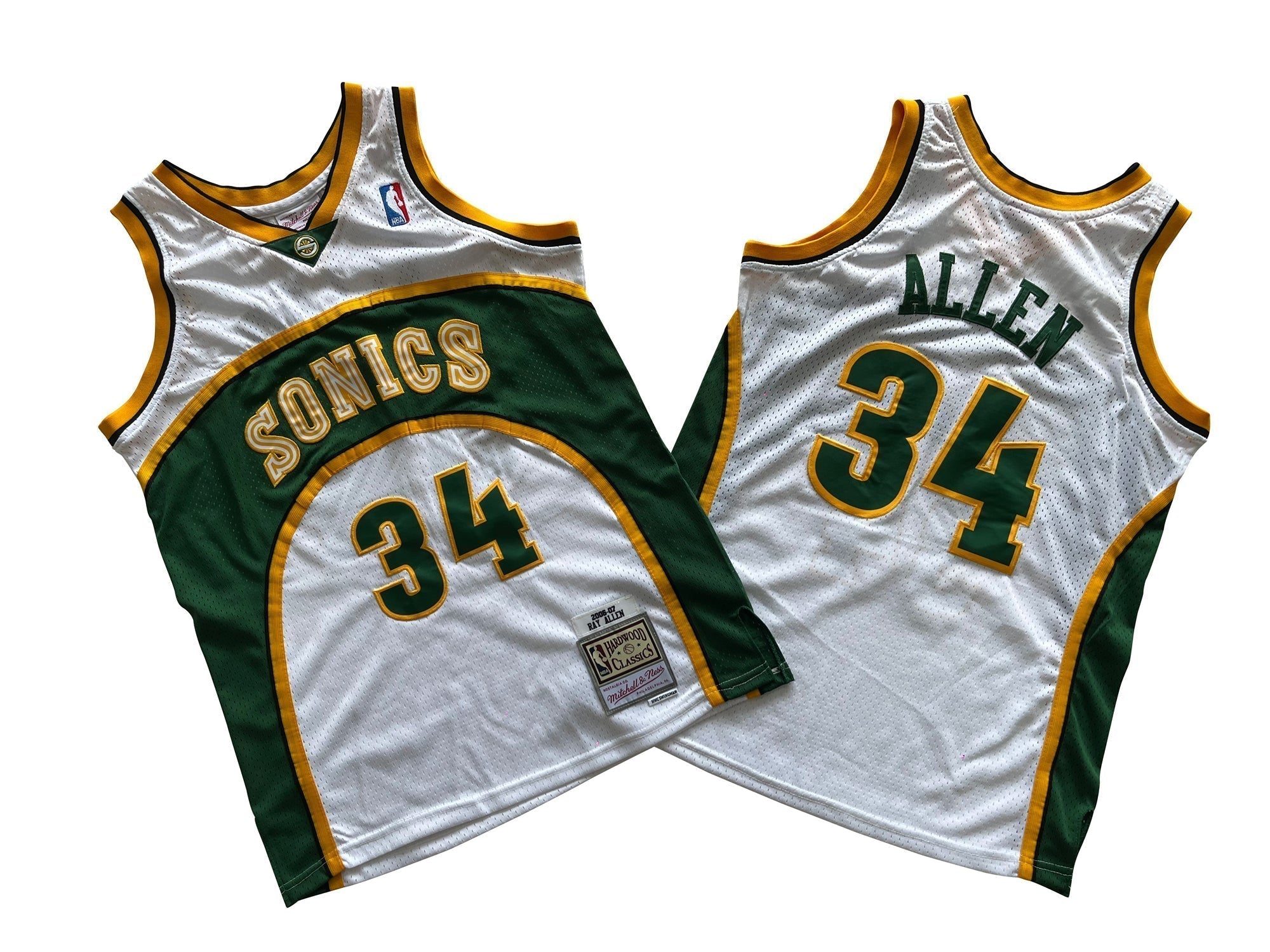 SuperSonics No. 34 white 06-07 Mitchell retro jersey - Ray Allen