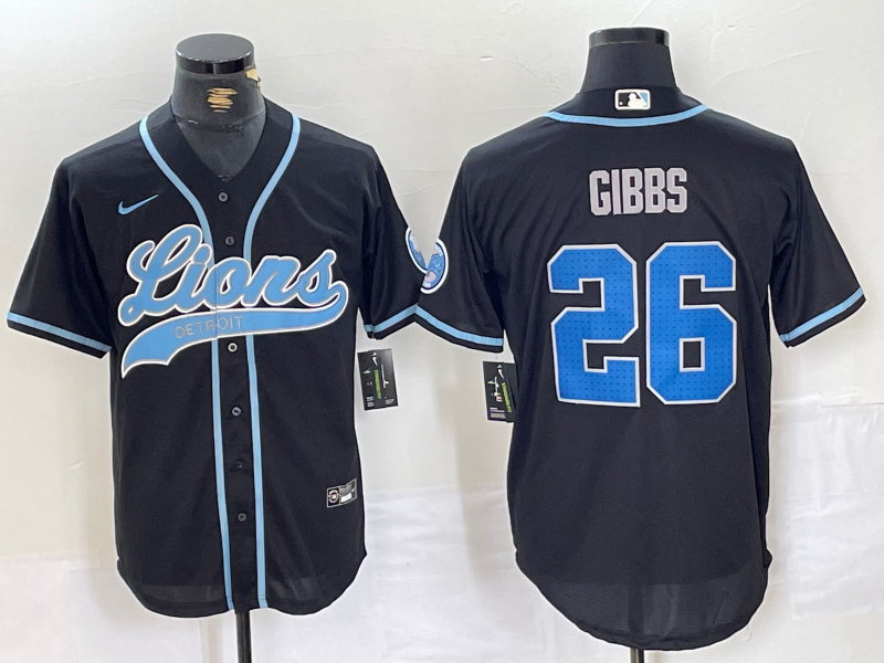Men's Detroit Lions Jahmyr Gibbs #26 Black Game Jerseys
