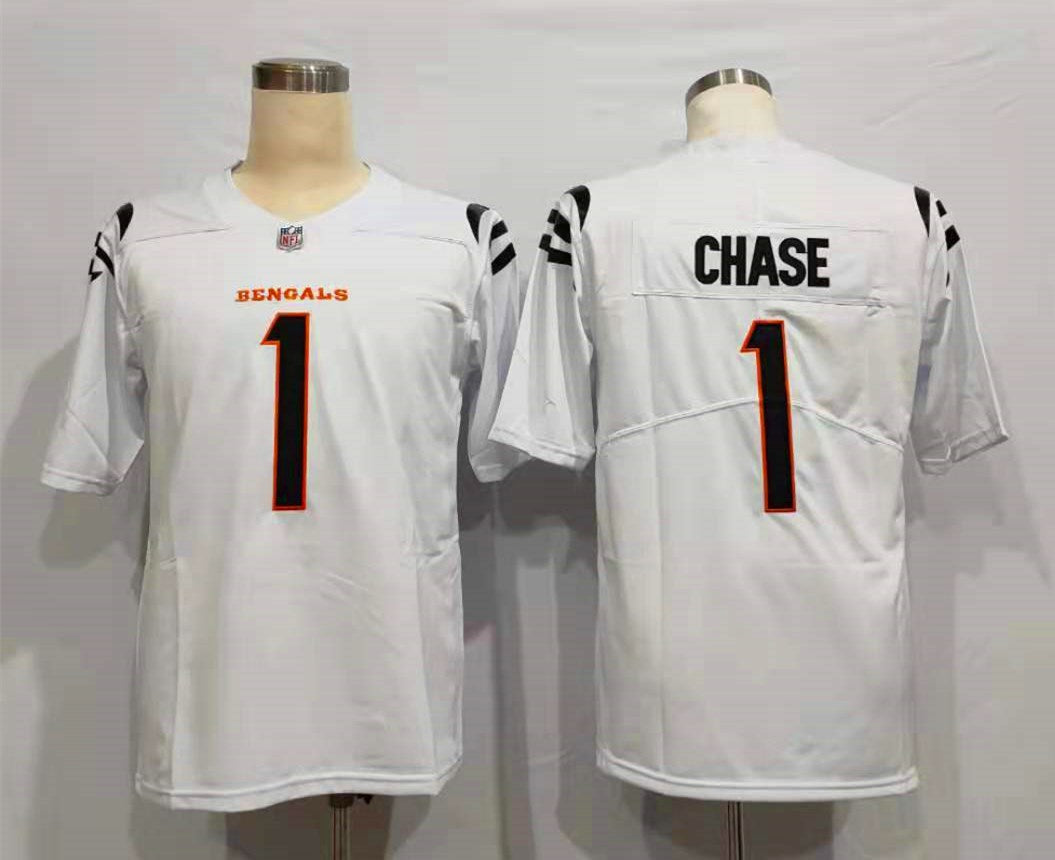 Men's Cincinnati Bengals Ja'Marr Chase #1 White Game Jerseys
