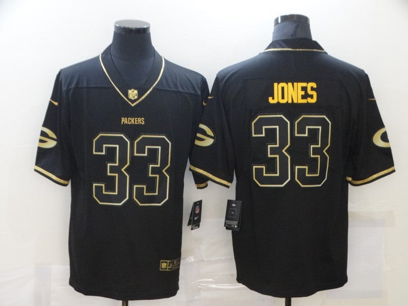 Men's Green Bay Packers Aaron Jones #33 Black Player Game Jerseys