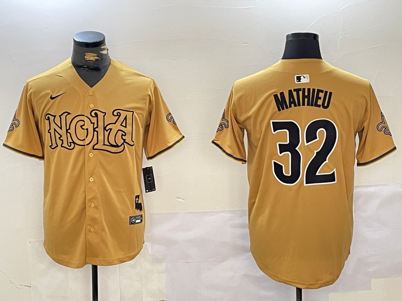 Men's New Orleans Saints Tyrann Mathieu #32 Yellow Player Jerseys