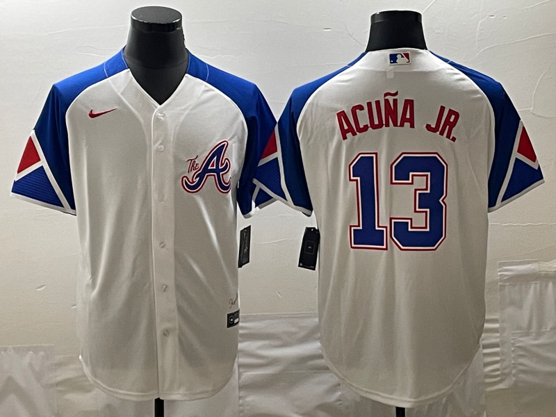 Men's Atlanta Braves Ronald Acuna Jr. #13 White 2023 City Connect Replica Player Jerseys