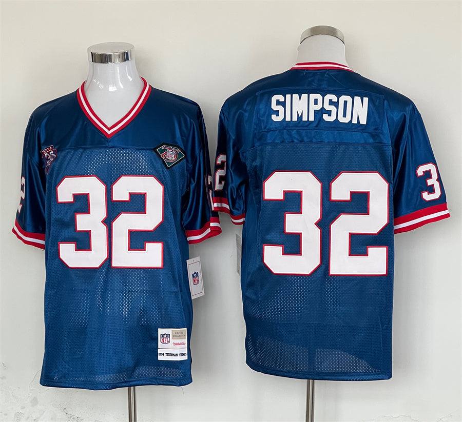 Men's Buffalo Bills OJ Simpson Mitchell & Ness Blue Legacy Replica Player Jerseys