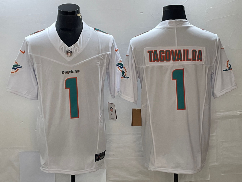 Men's Miami Dolphins Tua Tagovailoa #1 White Aqua Legend Jerseys