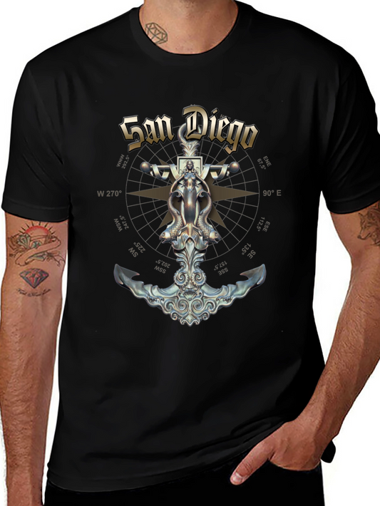 San Diego Anchor Graphic Print Black T-Shirt