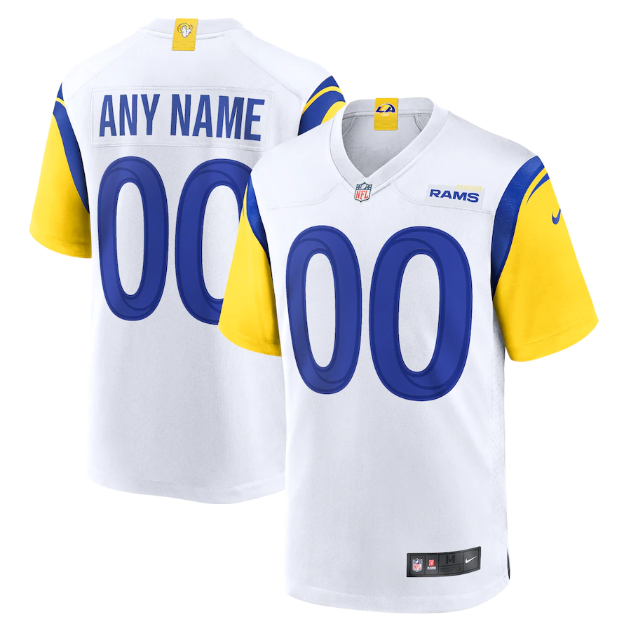 Custom Los Angeles Rams White Alternate Jerseys