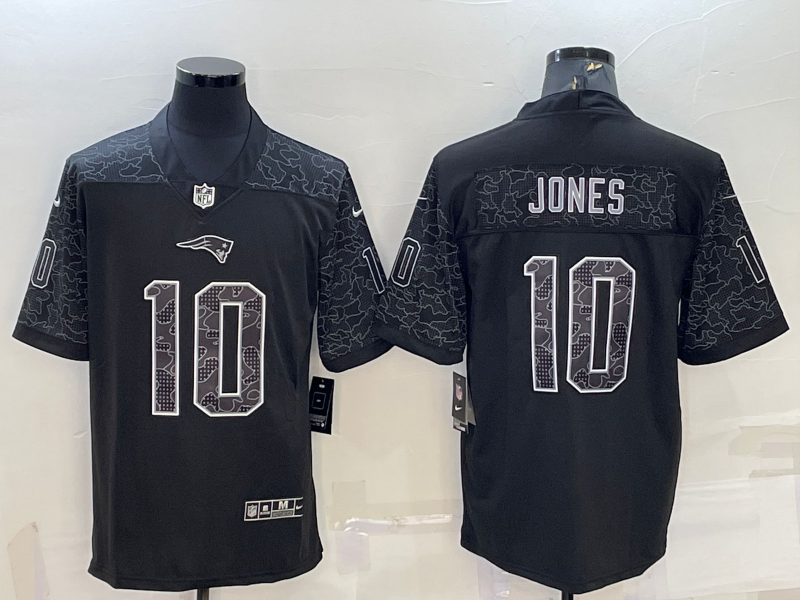 Men's New England Patriots Mac Jones #10 Black RFLCTV Limited Jerseys