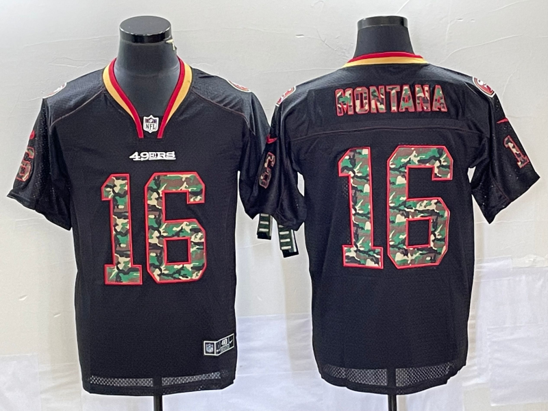 Men's San Francisco 49ers Joe Montana #16 Black Player Jerseys