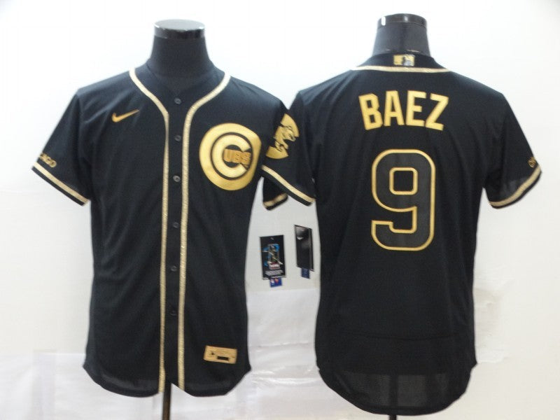 Men's Chicago Cubs Javier Baez #9 Black Stitched Jerseys