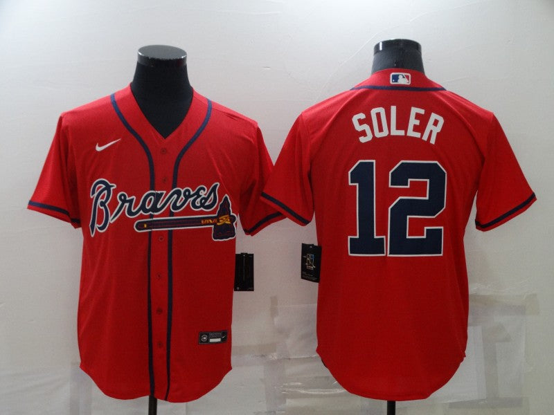 Men's Atlanta Braves Jorge Soler #12 Red Replica Player Jerseys