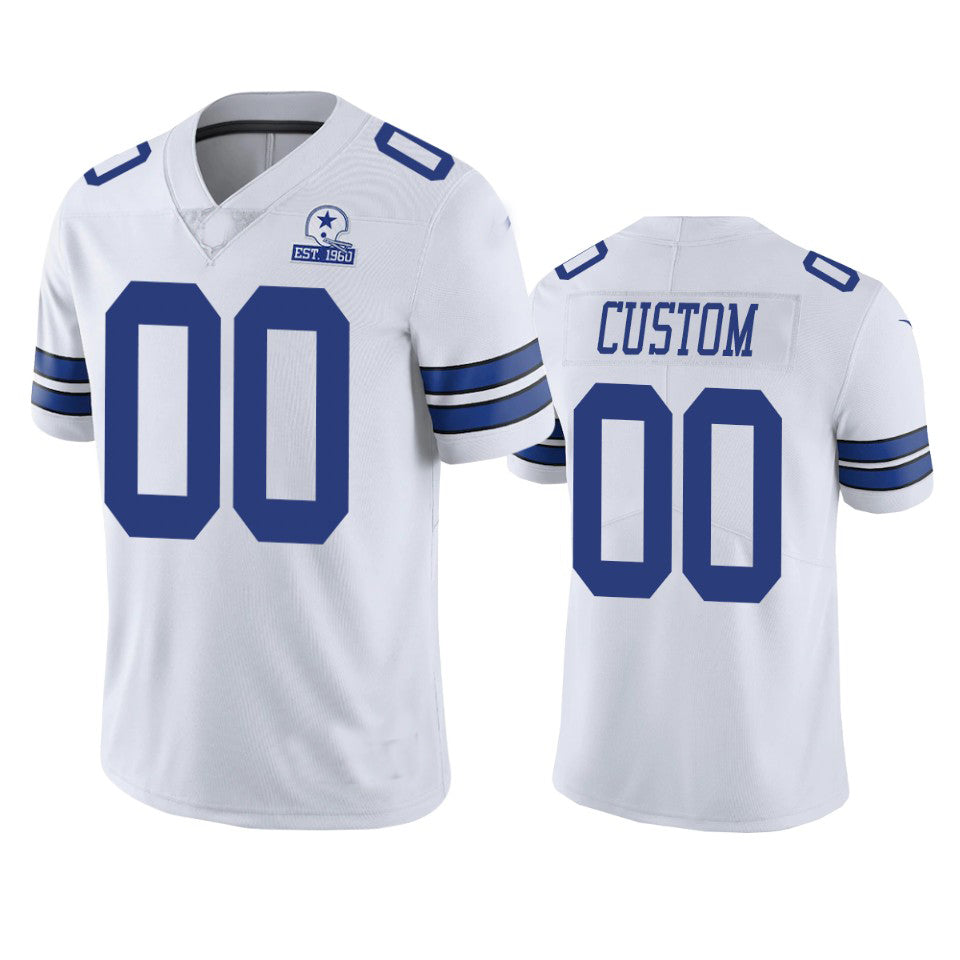 Custom1 Dallas Cowboys White 60th Anniversary Vapor Limited Jerseys Stitched Jerseys Football Jerseys