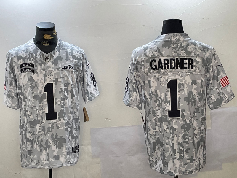 Men's New York Jets Sauce Gardner #1 Arctic Camo 2024 Salute to Service Limited Jerseys