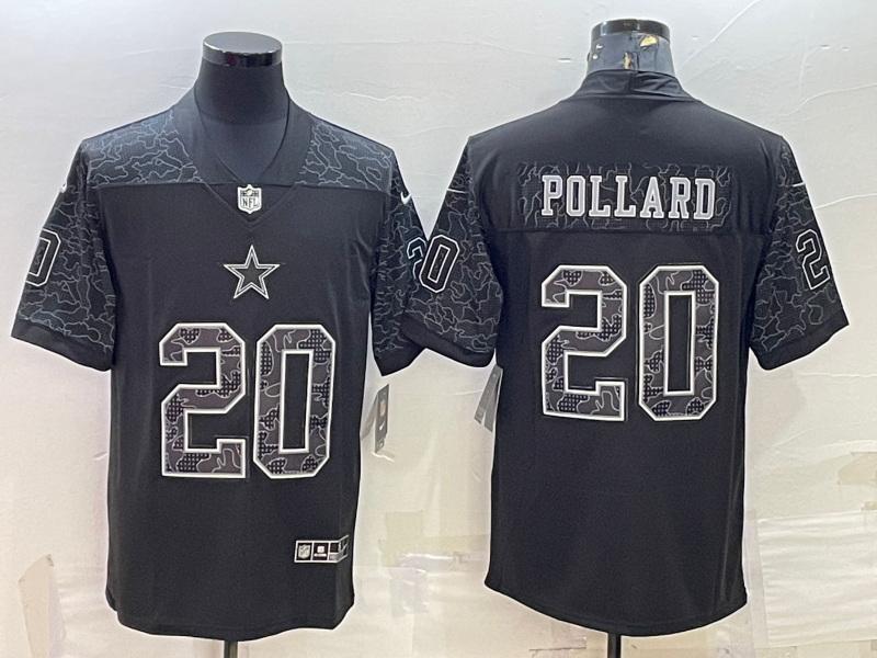 Men's Dallas Cowboys Tony Pollard #20 Black RFLCTV Limited Jerseys