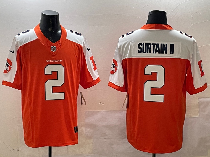 Men's Denver Broncos Patrick Surtain II #2 Orange Player Game Jerseys
