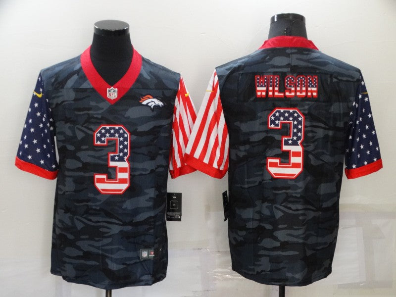 Men's Denver Broncos Russell Wilson #3 Grey Camouflage Player Jerseys