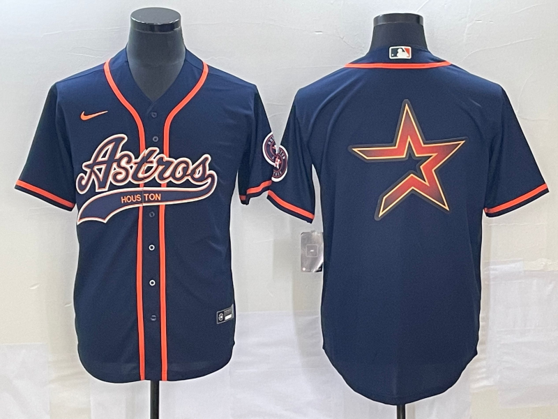 Men's Houston Astros Navy Replica Authentic Jerseys Joint Edition