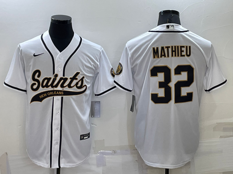 Men's New Orleans Saints Tyrann Mathieu #32 White Game Jerseys Joint Edition