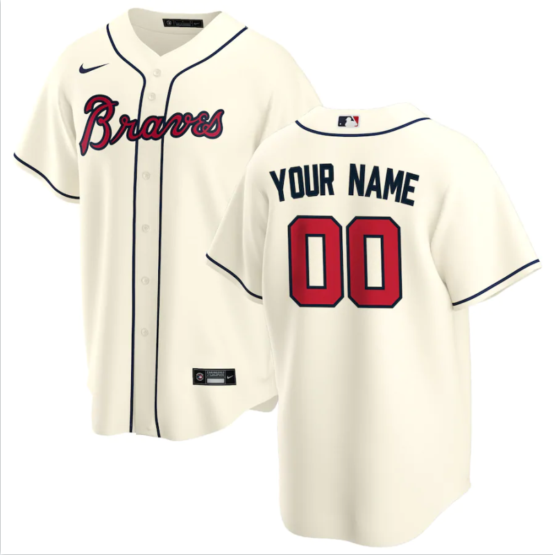 Men's Atlanta Braves Cream Replica Custom Jerseys