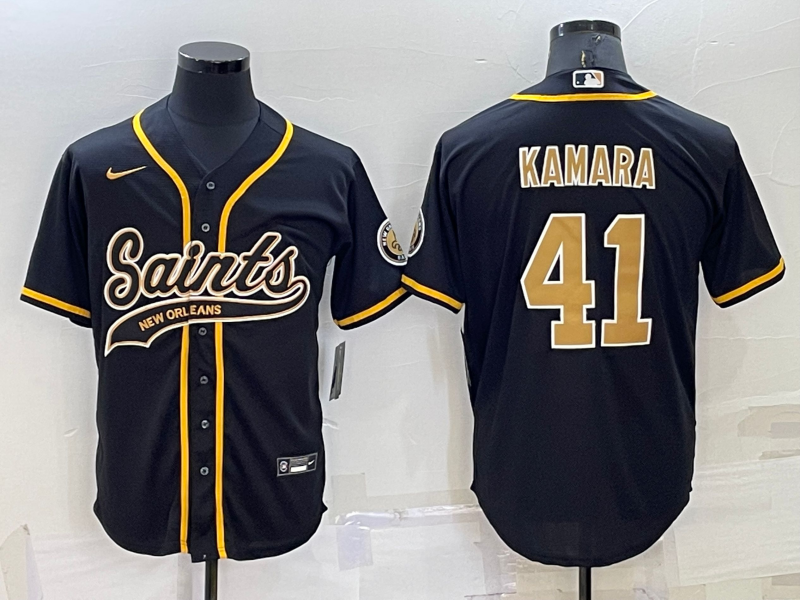 Men's New Orleans Saints Alvin Kamara #41 Black Game Jerseys Joint Edition