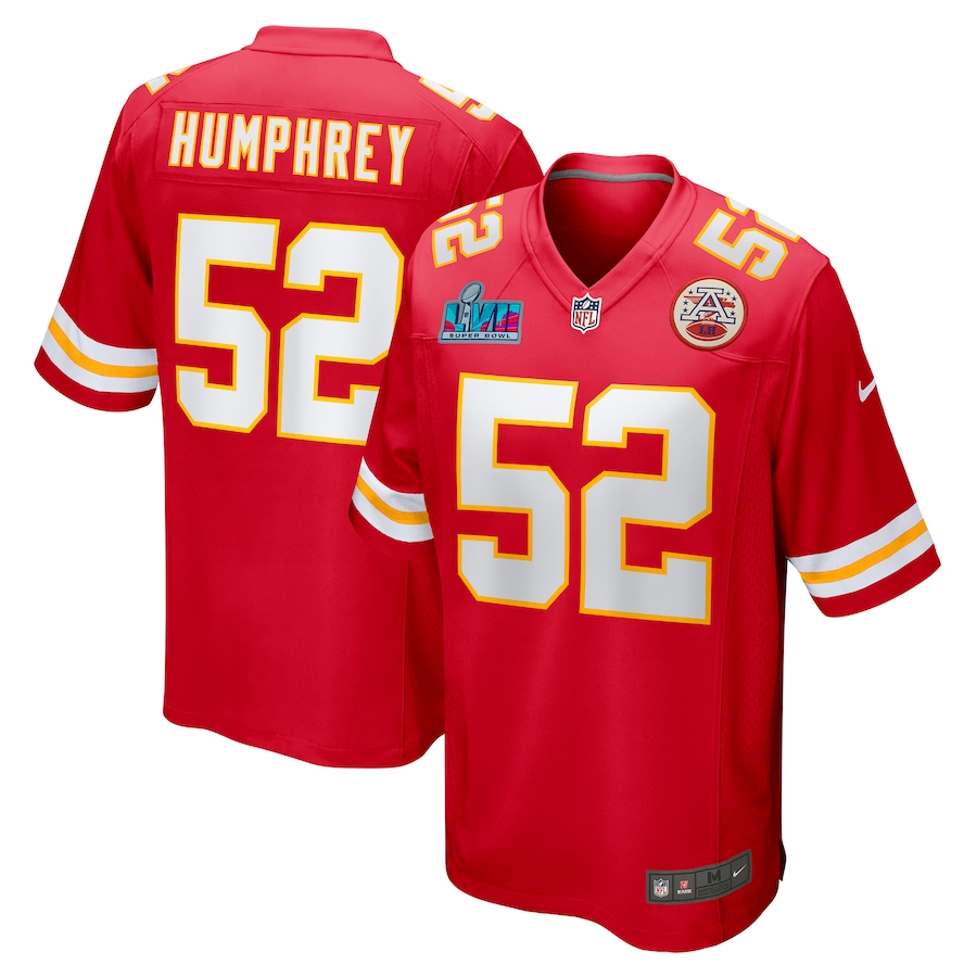 Men's Kansas City Chiefs Creed Humphrey #52 Red Super Bowl LVII Patch Game Jerseys