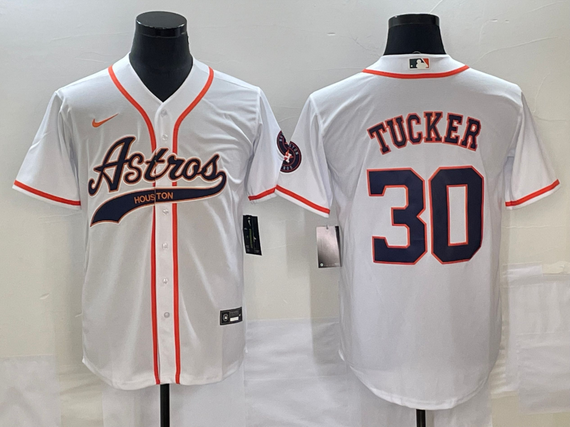 Men's Houston Astros Kyle Tucker #30 White Replica Jerseys Joint Edition