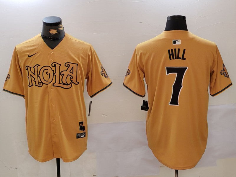 Men's New Orleans Saints Taysom Hill #7 Yellow Game Player Jerseys