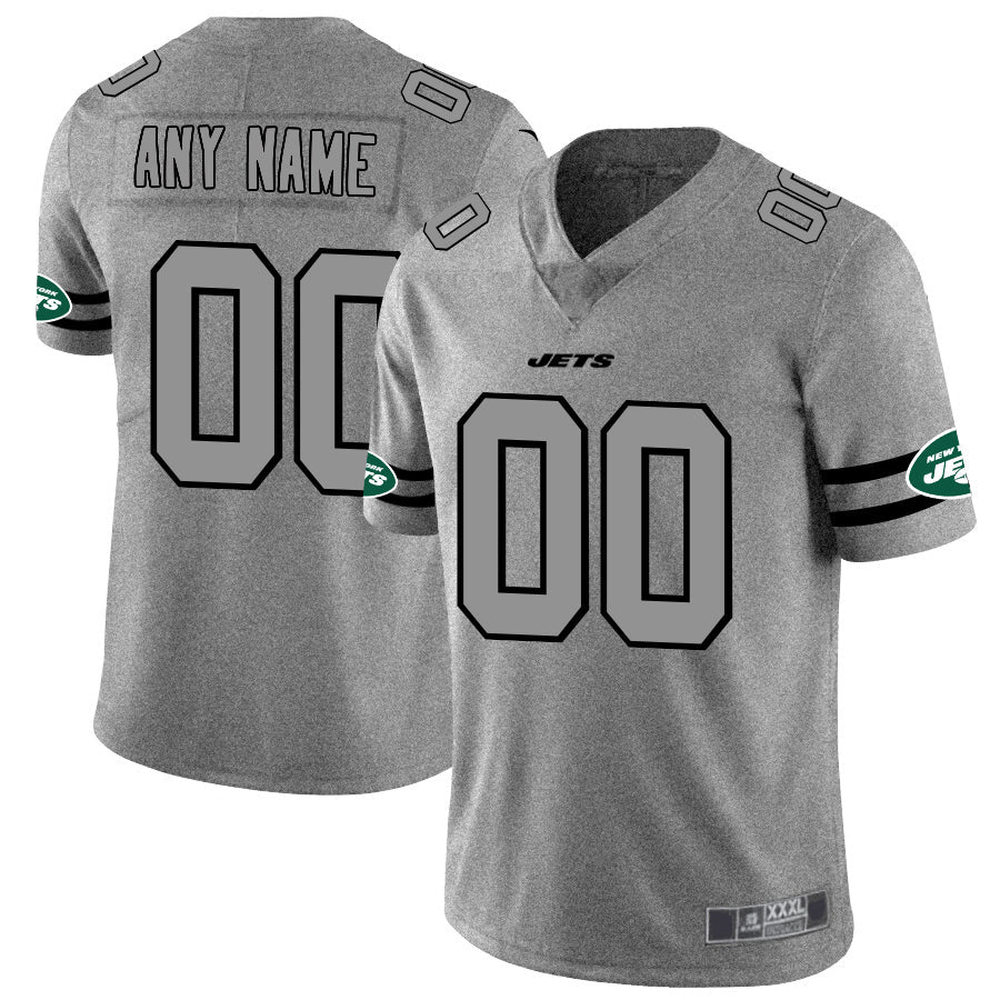 Custom1 New York Jets 2019 Gray Gridiron Gray Vapor Untouchable Limited Jerseys American Stitched Jerseys Football Jerseys