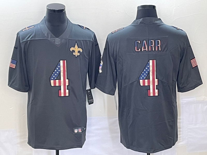 Men's New Orleans Saints #4 Derek Carr Black Game Jerseys
