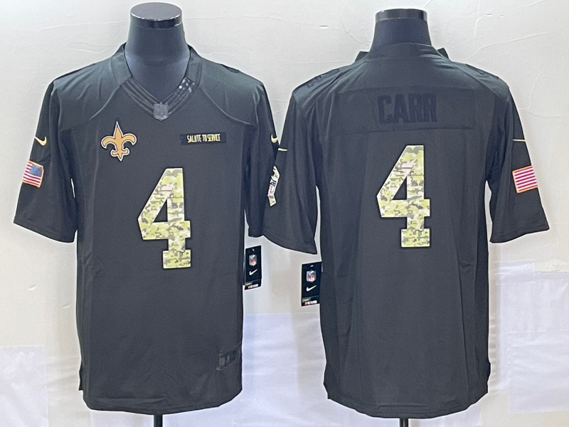 Men's New Orleans Saints #4 Derek Carr Black Player Jerseys